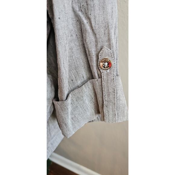 Chicos Linen-Blend Stretch Moto Jacket Women Size 3 16/18 Gray Brown Lightweight - Picture 5 of 8